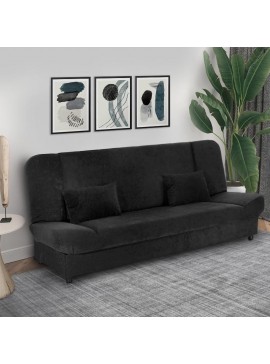 Kαναπές - κρεβάτι Tiko PLUS Megapap τριθέσιος με αποθηκευτικό χώρο και ύφασμα σε μαύρο 200x90x96εκ. 0053768
