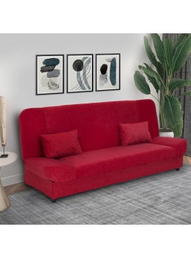 Kαναπές - κρεβάτι Tiko PLUS Megapap τριθέσιος με αποθηκευτικό χώρο και ύφασμα σε κόκκινο 200x90x96εκ. 0053770