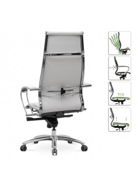Καρέκλα γραφείου εργονομική Samurai-6 Megapap από τεχνόδερμα σε λευκό 70x70x124/134εκ. 0204104