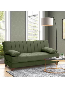 Καναπές - κρεβάτι Victor Megapap τριθέσιος βελούδινος με αποθηκευτικό χώρο σε χρώμα λαδί 190x84x90εκ. 0096289
