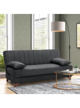 Καναπές - κρεβάτι Victor Megapap τριθέσιος βελούδινος με αποθηκευτικό χώρο σε χρώμα μαύρο 190x84x90εκ. 0096291