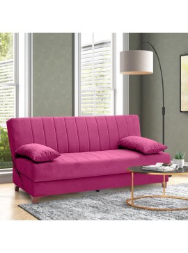 Καναπές - κρεβάτι Victor Megapap τριθέσιος βελούδινος με αποθηκευτικό χώρο σε χρώμα μωβ 190x84x90εκ. 0117883