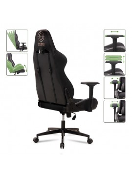 Καρέκλα γραφείου gaming - επαγγελματική Sniper Megapap τεχνόδερμα - ύφασμα σε μαύρο 74x57x140εκ. 0117418
