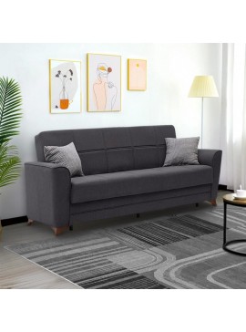 Καναπές - κρεβάτι Albero Megapap τριθέσιος υφασμάτινος χρώμα ανθρακί 232x92x98εκ. 0128335