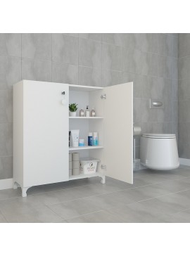 Ντουλάπι κουζίνας/μπάνιου - παπουτσοθήκη μελαμίνης Stevenson Megapap σε λευκό 70x32x88εκ. 0121668