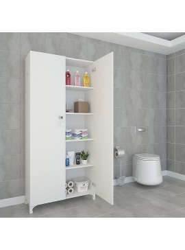 Ντουλάπι κουζίνας/μπάνιου - παπουτσοθήκη μελαμίνης Cicero Megapap λευκό 70x32x188εκ. 0121670