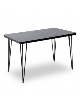 Τραπέζι κουζίνας Lary Megapap από Mdf - μέταλλο χρώμα μαύρο εφέ μαρμάρου 120x70x73εκ. 0128452 GP032-0001,2