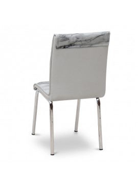 Καρέκλα τραπεζαρίας Pitt Megapap Pu/μέταλλο χρώμα λευκό εφέ μαρμάρου 39x51x88εκ. 0128462
