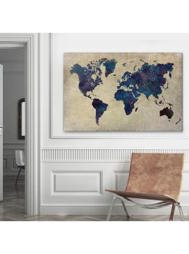 Πίνακας σε καμβά "World Map" Megapap ψηφιακής εκτύπωσης 100x70x3εκ. 0127944 arte-0127944