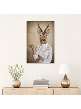 Πίνακας σε καμβά "Woman With Deer Head" Megapap ψηφιακής εκτύπωσης 50x75x3εκ. 0127989 arte-0127989