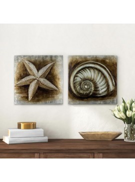 Πίνακες σε καμβά "Starfish - Shell" Megapap 2 τμχ. ψηφιακής εκτύπωσης 103x50x3εκ. 0206095 arte-0206095