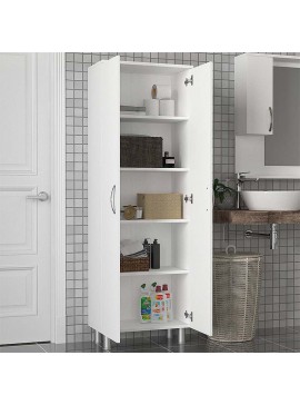 Ντουλάπι κουζίνας/μπάνιου - παπουτσοθήκη Amedeo Megapap μελαμίνης χρώμα λευκό 59,4x31,5x161,5εκ. 0216061