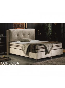 Epiplo World  Cordoba κρεβάτι ημίδιπλο επενδεδυμένο με ύφασμα ( για στρώμα 120x200εκ. ) με αποθηκευτικό χώρο Μπεζ σκούρο BEST-51485102