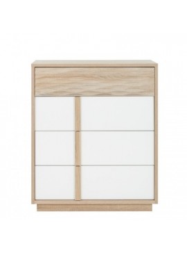Epiplo World  Curtys συρταριέρα με 4 συρτάρια 89x45x104εκ. Sonoma Oak / Λευκή γυαλιστερή λάκα BEST-12244788