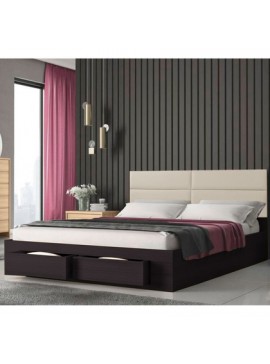Epiplo World  Marcel Κρεβάτι διπλό με 2 συρτάρια 160x207εκ. ( για στρώμα 150x200εκ. ) Βέγγε-Μπεζ Pu BEST-15345870