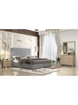 Savvidis Furniture  Κρεβάτι Υπέρδιπλο για στρώμα 160x200 µε αποθηκευτικό χώρο Νο 60 Γκρι τεχνόδερμα BEST-30303