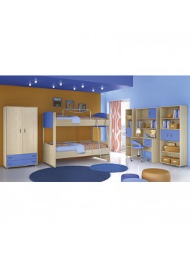 Savvidis Furniture  Σετ Παιδικής Κρεβατοκάμαρας Με Κουκέτα 5τμχ.(κουκέτα για στρώματα 90x190cm με 2 σετ τάβλες,γραφείο με εταζέρα και μονή βιβλιοθήκη) Μελαμίνη N04 BEST-8080402