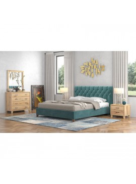 Savvidis Furniture  Σετ Κρεβατοκάμαρας 5τμχ 160x200 N63 Ύφασμα Με Επιλογή Χρώματος /Μελί Μελαμίνη BEST-8080256