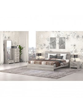 Savvidis Furniture  Σετ Κρεβατοκάμαρας 6τμχ (κρεβάτι για στρώμα 150x200, 2 κομοδίνα, κολώνα και ολόσωμος καθρέφτης) N1 Σταχτί Μελαμίνη BEST-8080281
