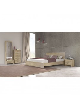 Savvidis Furniture  Σετ Κρεβατοκάμαρας 6τμχ (κρεβάτι για στρώμα 110x190, 2 κομοδίνα, κολώνα και ολόσωμος καθρέφτης) N1 Λάττε Μελαμίνη BEST-8080293