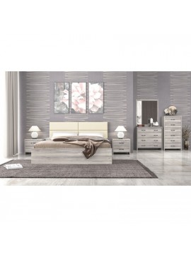 Savvidis Furniture  Σετ Κρεβατοκάμαρας 6τμχ (κρεβάτι για στρώμα 150x200, 2 κομοδίνα, τουαλέτα με καθρέφτη, κολώνα) N6 Σταχτί Μελαμίνη BEST-8080306