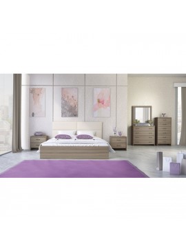 Savvidis Furniture  Σετ Κρεβατοκάμαρας 6τμχ (κρεβάτι για στρώμα 150x200, 2 κομοδίνα, τουαλέτα με καθρέφτη, κολώνα) N6 Μόκα Μελαμίνη BEST-8080309