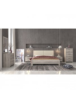 Savvidis Furniture  Σετ Κρεβατοκάμαρας 6τμχ(κρεβάτι για στρώμα 150x200, 2 κομοδίνα, τουαλέτα, κολώνα και καθρέφτης) N45Δ Σταχτί Μελαμίνη / Τεχνόδερμα BEST-8080320
