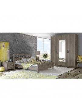 Savvidis Furniture  Σετ Κρεβατοκάμαρας 4τμχ (κρεβάτι για στρώμα 150x200, 2 κομοδίνα και ντουλάπα) N27 Μόκα Μελαμίνη BEST-8810130
