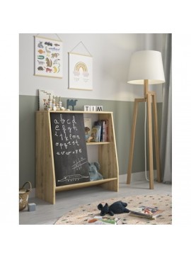 Epiplo World  Tim χαμηλή παιδική βιβλιοθήκη με συρόμενη πόρτα-πίνακα Μοριοσανίδα 35x74x81εκ. Artisan Oak BEST-51485619