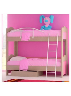 SarrisBros  Παιδικό Κρεβάτι Κουκέτα για Στρώμα 90x190cm Δρυς Ροζ BEST-101109