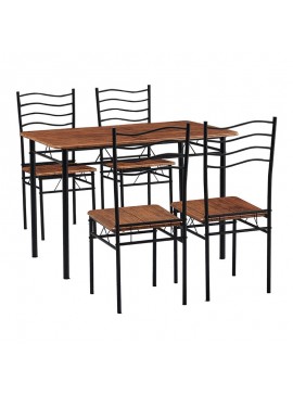 WOODWELL IVAR Set Τραπεζαρία Σαλονιού Κουζίνας: Τραπέζι + 4 Καρέκλες Μέταλλο Βαφή Μαύρο, Καρυδί Τρ.120x70x74 / Καρ.40x40x88 cm ΕΜ9789