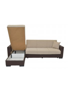 ArteLibre Καναπές Κρεβάτι Γωνιακός JOSE Καφέ Γκρι 270x165x84cm Arte-14210003