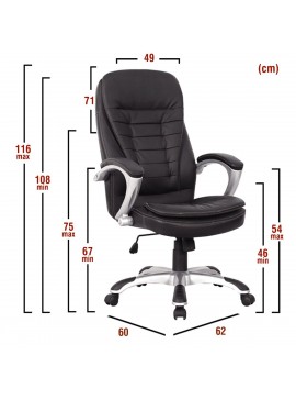 ArteLibre Καρέκλα Γραφείου EYPYΔIKH Μαύρο PU 62x60x108-116cm Arte-14240003