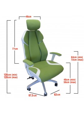 ArteLibre Καρέκλα Γραφείου ZHNOBIA Πράσινο/Λευκό 63x67.5x120-128cm Arte-14240019