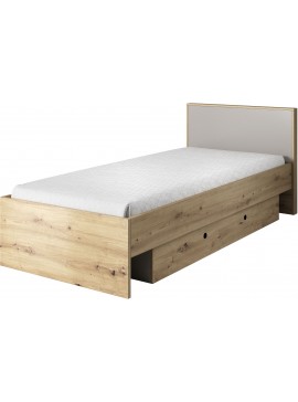  Lh-homefurniture   Κρεβάτι μονό Kuki Φυσικό Artisan+Γκρι πλατίνα 90Χ200 με συρτάρι  L13MO102_KU