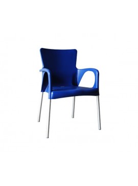 WOODWELL LARA Πολυθρόνα Dining Στοιβαζόμενη, ALU Silver, PP - UV Protection Απόχρωση Μπλε 60x52x85cm Ε306,6
