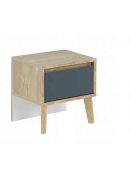 Insi  Larvik κομοδίνο με 1 συρτάρι 42x36x41εκ. Blond Oak/Λευκό/Μπλε   0191.GM49 