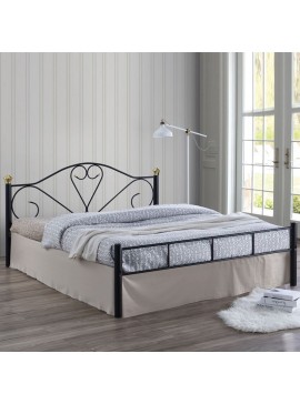 WOODWELL LAZAR Κρεβάτι Διπλό, για Στρώμα 150x200cm, Μέταλλο Βαφή Μαύρο 158x210x95cm Ε8066