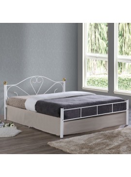 WOODWELL LAZAR Κρεβάτι Διπλό, για Στρώμα 160x200cm, Μέταλλο Βαφή Άσπρο 168x210x95cm Ε8067,1