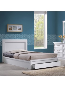 WOODWELL LIFE Κρεβάτι Ημίδιπλο με Συρτάρι, για Στρώμα 110x200cm, Απόχρωση Άσπρο 118x207x93cm ΕΜ3632,1