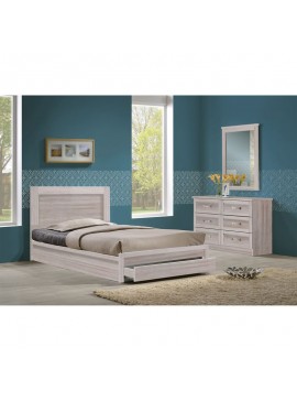 WOODWELL LIFE Κρεβάτι Μονό με Συρτάρι, για Στρώμα 90x200cm, Απόχρωση White Wash 99x207x93cm 99x207x93cm ΕΜ3633,5