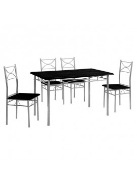 WOODWELL LORETO Set Τραπεζαρία Σαλονιού Κουζίνας: Τραπέζι + 4 Καρέκλες Μέταλλο Βαφή Silver, Wenge Τρ.120x70x74 / Καρ.40x40x90 cm ΕΜ9792,1