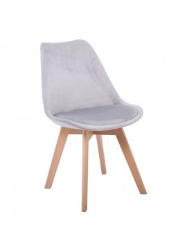 WOODWELL MARTIN Καρέκλα Οξιά Φυσικό, Ύφασμα Velure Γκρι, Μονταρισμένη Ταπετσαρία 49x57x82cm ΕΜ136,44V