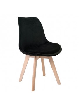 WOODWELL MARTIN Καρέκλα Οξιά Φυσικό, Ύφασμα Velure Μαύρο, Μονταρισμένη Ταπετσαρία 49x57x82cm ΕΜ136,24V