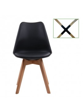 WOODWELL MARTIN Καρέκλα Metal Cross Ξύλο, PP Μαύρο Μονταρισμένη Ταπετσαρία 49x56x82cm ΕΜ136,20