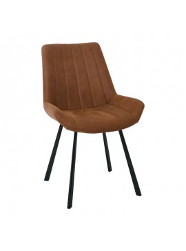 WOODWELL MATT Καρέκλα Tραπεζαρίας Μέταλλο Βαφή Μαύρο, Ύφασμα Suede Καφέ 55x61x88cm ΕΜ790,2