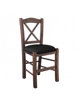 WOODWELL METRO Καρέκλα Οξιά Βαφή Εμποτισμού Καρυδί, Κάθισμα Pu Μαύρο 43x47x88cm Ρ967,Ε2Τ
