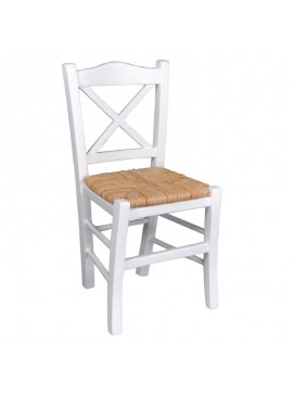WOODWELL METRO Καρέκλα Οξιά Βαφή Εμποτισμού Λάκα Άσπρο, Κάθισμα Ψάθα 43x47x88cm Ρ967,Ε8