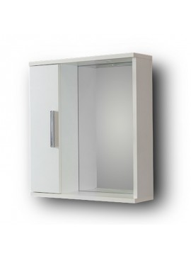 Καθρέφτης ALON 50 Aριστερός Λευκό, με ένα ντουλάπι αριστερά 50x15x56 και φωτισμό LED  3MAL050GLL