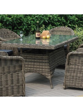 WOODWELL MONTANA Τραπέζι Dining Κήπου-Βεράντας ALU, Φ5mm Round Wicker Grey Brown 160x90 H.75cm Ε655,2